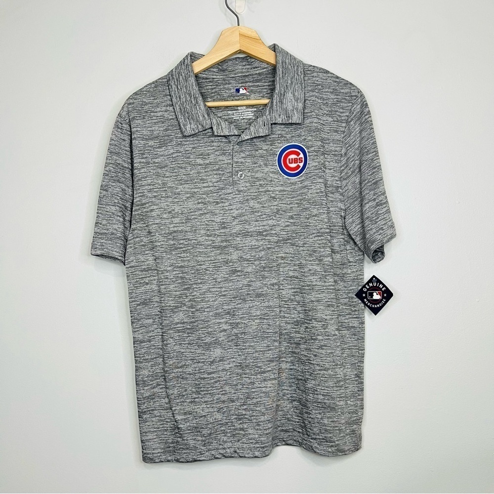 MLB Chicago Cubs Heathered Gray Performance Polo S
